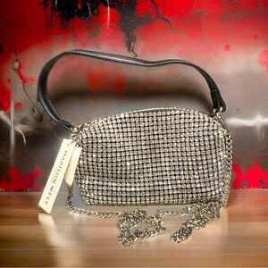 Madison West Los Angeles NWT Small Black Bag Rhinestone Covered Crossbody (P015)